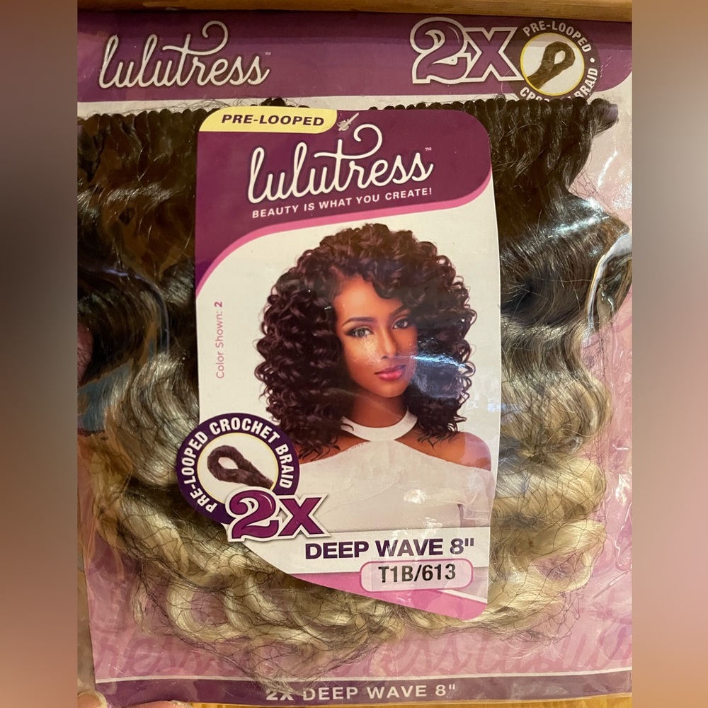 Ombré 8 Inch Crochet Hair pre-looped 2X deep wave Crochet Hair  T1b/613